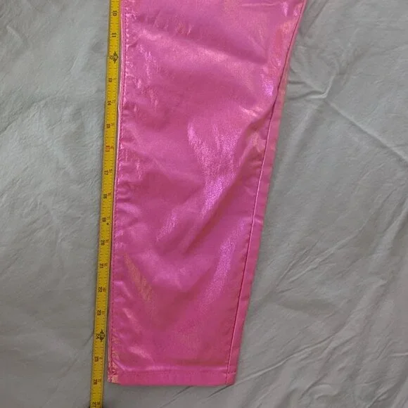 NWOT Elite Jeans Skinny Hi-Rise Metallic Shimmer Pink Stretch Ankle Jeans XL - Picture 7 of 7